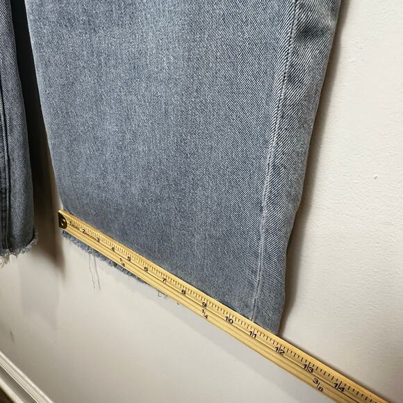 LOFT Women’s Jeans Size 12 Curvy Wide Leg Raw Hem Distressed Light Wash Denim - Picture 7 of 11